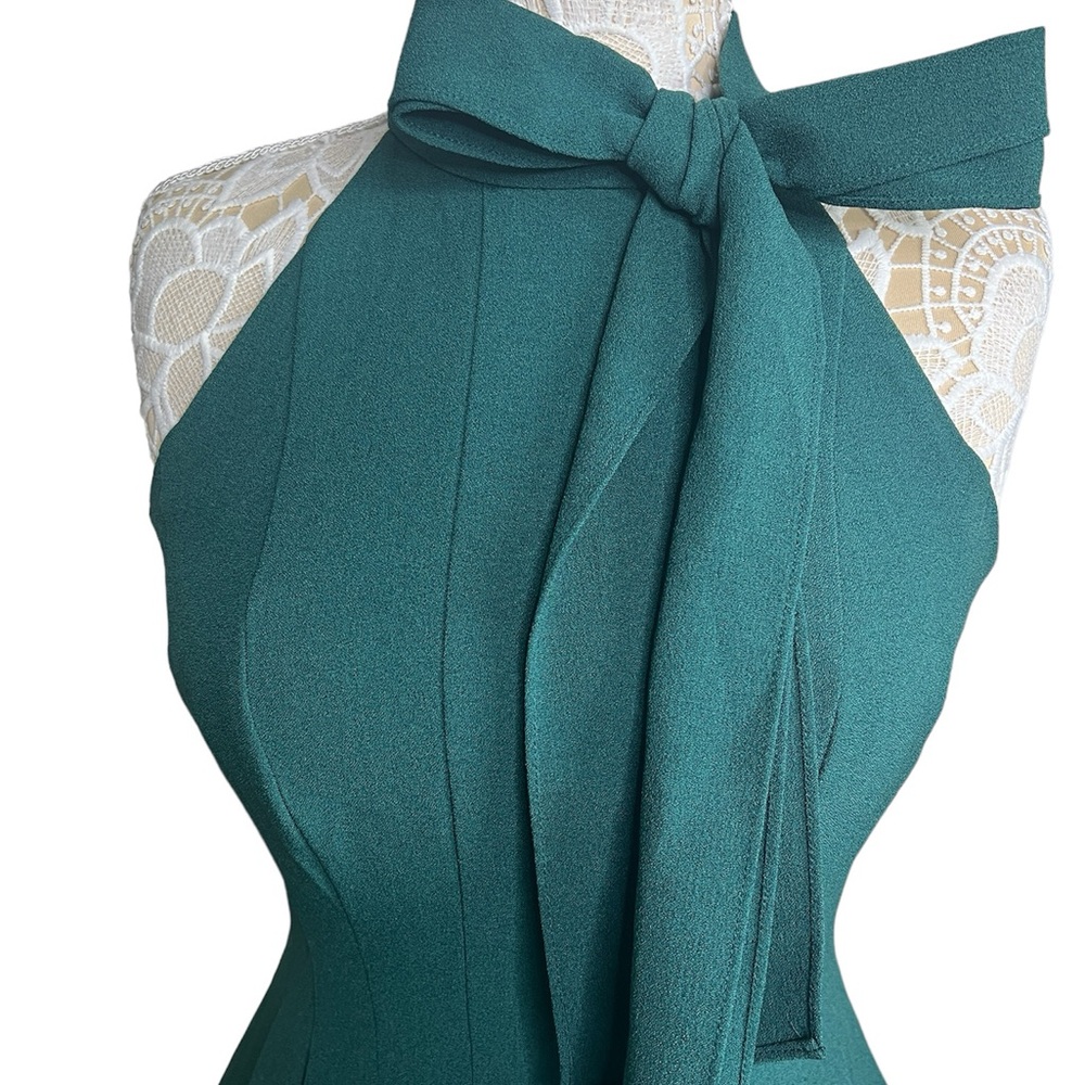 Vince Canuto Women’s Crepe Fit&Flare Bow Neck Minidress Green size 4 - Picture 6 of 7
